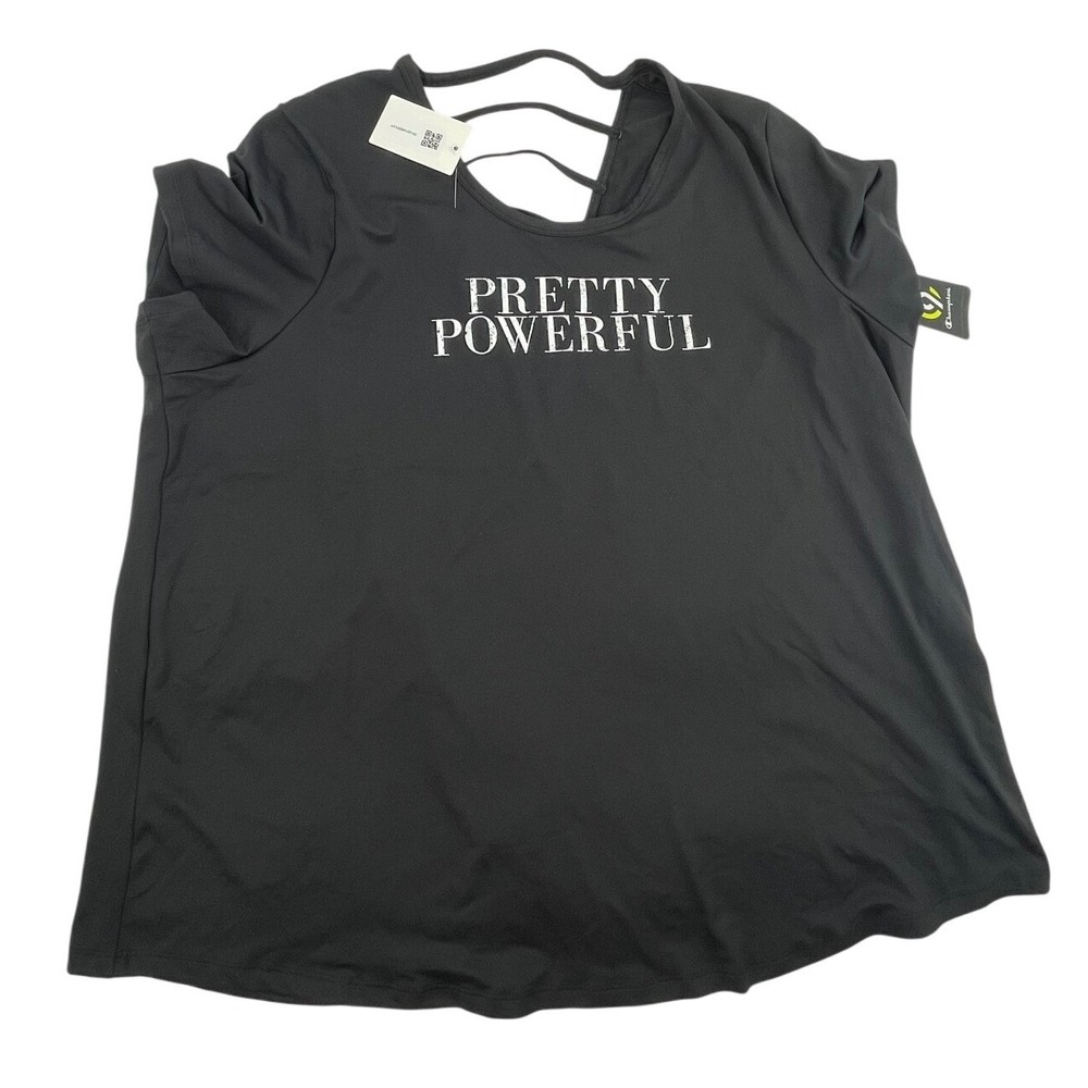 C9 Champion Pretty Powerful Tee 2X Ebony New Strappy Back Active Top